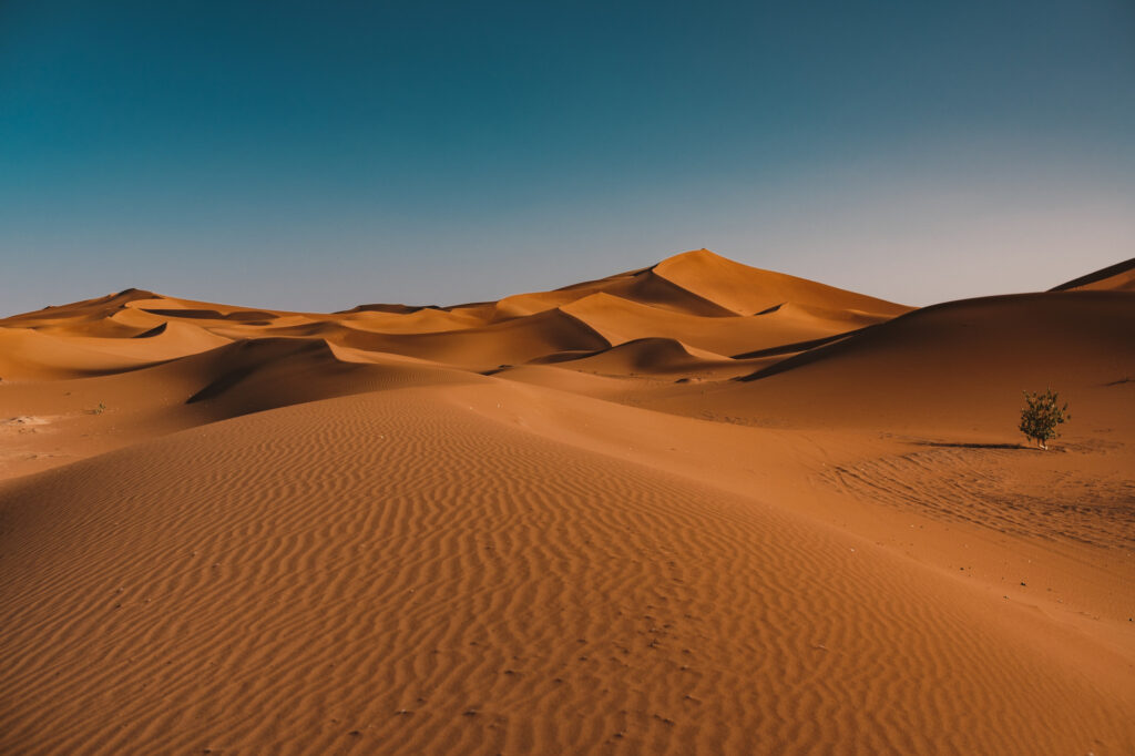 beautiful view tranquil desert clear sky captured morocco